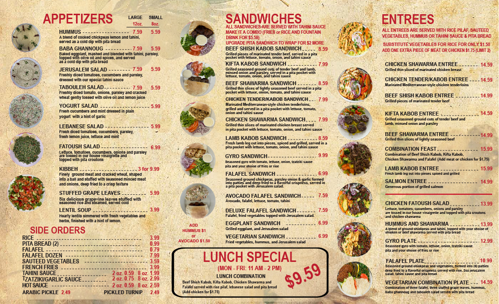 Menu Jerusalem Cafe - Restaurant And Grill - Lombard-1